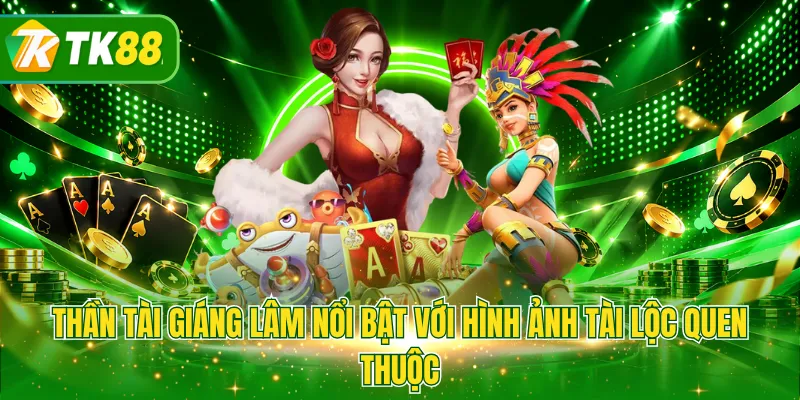 Thần tài giáng lâm nổi bật với hình ảnh tài lộc quen thuộc